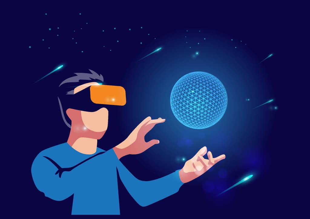 Illustrated man using VR image